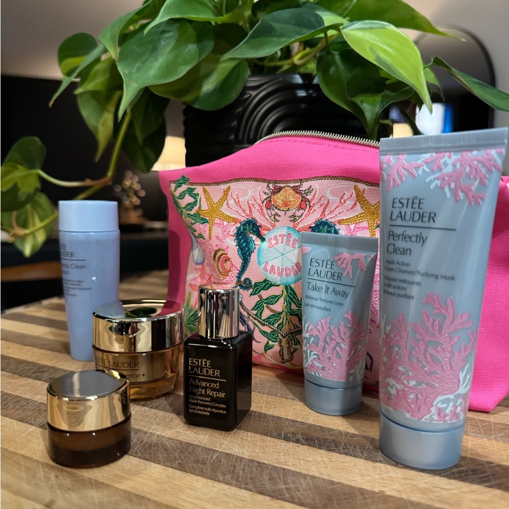 Estée Lauder Skincare Set with Pink Bag